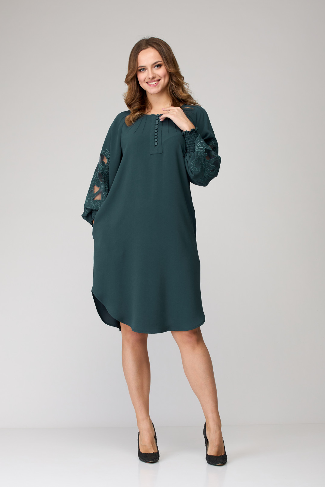 Платье SandyNa 130118 серо-зеленый